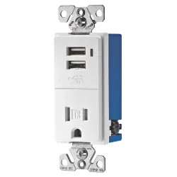 Click here to see Cooper TR7740W-K Cooper TR7740W-K Combination Electrical Receptacle, 125 V, 15 A, White