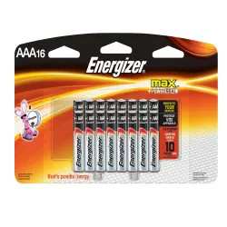 Click here to see Energizer E92LP-16 Energizer E92LP-16 Non-Rechargeable Alkaline Battery, 1.5 V, AAA, Zinc Manganese Dioxide