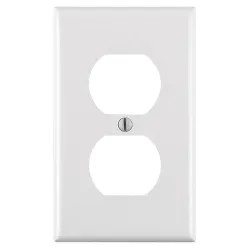 Click here to see Leviton 020-88003-000 Leviton 020-88003-000 1-Duplex Receptacle Standard Size Wall Plate, 1 Gang, 4-1/2 in L X 2-3/4 in W 0.22 in T, White