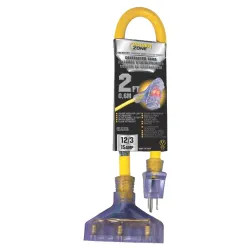 Click here to see Power Zone ORADL611802 Powerzone ORADL611802 SJTOW Pro Triple Tap Extension Cord, 12/3, 2 ft