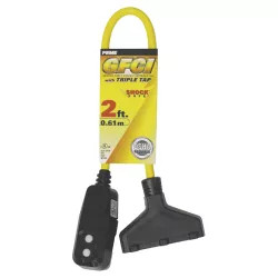 Click here to see Prime Wire GF420802 Prime GF420802 SJTW Triple Tap Adapter With GFCI Plug, 125 V, 3, 1875 W