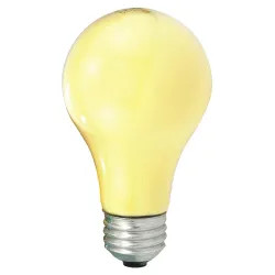 Click here to see Sylvania 10390 Osram Sylvania 10390 Bug Light Incandescent Lamp, 60 W, 120 V, A19, Medium Screw ,, 1000 hr