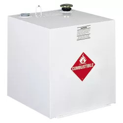Click here to see Delta 485000 Delta 485000 Square Liquid Transfer Tank, 50 gal 23-1/4 in L x 24 in W x 23-1/4 in H, Steel