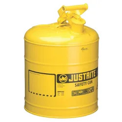 Click here to see Justrite 7150200 Justrite 7150200 Type I Safety Can, 5 gal, 11-3/4 in Dia x 16-7/8 in H, Self-Venting, Steel
