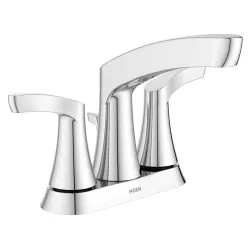 Click here to see Moen WS84633 Moen Danika Two-Lever Handle High-Arc Centerset Chrome Bathroom Faucet, WaterSense, Three-Hole Installation, ADA Construction - WS84633
