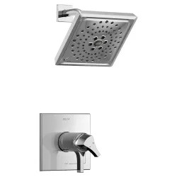Click here to see Delta T17T274 Delta Zura TempAssure 17T Series H2Okinetic Shower Faucet with 3-Setting Rain Showerhead, 1.75 GPM, Two Lever Handles, ADA, Chrome - T17T274
