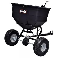 Click here to see Agri-Fab 45-0329 Agri-Fab 45-0329 ATV Tow Behind Spreader, 175 lb, 40000 sq-ft, Grass Seed, Fertilizer and Salt