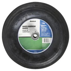 Click here to see Arnold WB-466 Arnold WB-466 2-Ply Ribbed Tread Wheelbarrow Wheel, 400 X 6 in, 14 in Dia, 445 lb