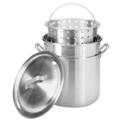 Click here to see Barbour 8000 Barbour Bayou Classic Fryer/Steamer Stock Pot With Basket and Lid, 80 qt Capacity, 19-3/4 in Dia, Aluminum