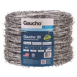 Click here to see Baekaert 118293 Gaucho 118293 4-Point Barbed Wire, 1320 ft L, 5 in Barb, High Tensile Steel, Galvanized