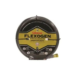 Click here to see Gilmour 1058075 Flexogen 10 Lightweight Garden Hose With Full -Flo Machined Metal Couplings, 5/8 in ID, 75 ft L
