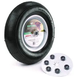 Click here to see Martin Wheel 408TTRIB32 Martin Wheel 408TTRIB32 General Purpose Pneumatic Wheelbarrow Wheel With Universal Hub, White Rim