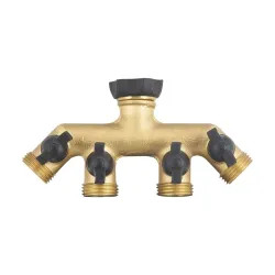 Click here to see Landscapers Select GB9114A Landscapers Select 4-Way Brass Manifold Tap Connector with Built-In Shut-off Valves, 3/4
