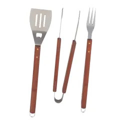 Click here to see Omaha SBQ318-3-B Omaha 3-Piece BBQ Tool Set with Wooden Handle and Heavy-Duty Stainless Steel Blade - SBQ318-3-B