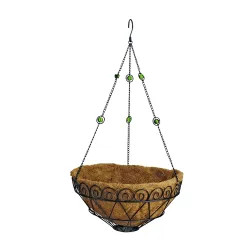 Click here to see Mintcraft T0017-3L Landscapers Select Hanging Planter with Coconut Fiber Liner, Circle, 22 lb Capacity, Natural Coconut/Steel - T0017-3L