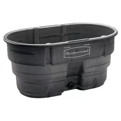 Click here to see Rubbermaid 424200BLA Newell Rubbermaid 424200BLA Structural Foam Stock Tank, 100 gal 53 in L X 31 in W X 25 in H