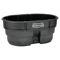 Click here to see Rubbermaid 424500BLA Newell Rubbermaid 424500BLA Structural Foam Stock Tank, 150 gal 58 in L X 39 in W X 25 in H