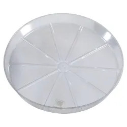 Click here to see Woodstream VS10VUS Gardener's Blue Ribbon VS10 Waterproof Planter Saucer, 10 in Dia X 1-3/4 in H, Vinyl, Clear