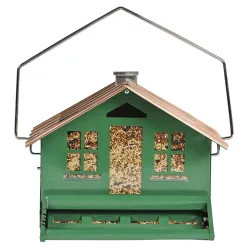 Click here to see Woodstream 339 Perky Pet Squirrel-Be-Gone II Home, Squirrel Proof Wild Bird Feeder, 12 lb Capacity 12.4 in W