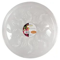 Click here to see Woodstream SP12VUS Saucer Plus SP12VUS Heavy Duty Waterproof Planter Saucer, 12 in Dia x 1 in H, Plastic, Clear