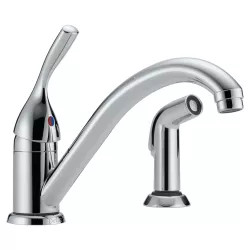 Click here to see Delta 175-DST Delta Classic Single Handle Kitchen Faucet w/ Side Sprayer, Chrome - 175-DST