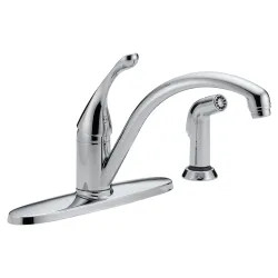 Click here to see Delta 440-DST Delta Collins Single Handle Kitchen Faucet w/ Side Spray, Deck Plate, Chrome - 440-DST