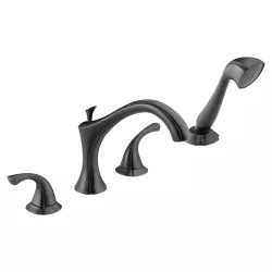 Click here to see Delta T4792-RB Delta Addison Two-Handle Roman Tub Faucet Trim with 1.75 GPM Hand Shower, Lever Handle, ADA-Compliant, Venetian Bronze - T4792-RB
