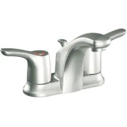 Click here to see Cleveland Faucet CA42211BN Moen CFG CA42211BN Baystone Two Handle Centerset Bathroom Faucet, 50/50 Waste, Brushed Nickel