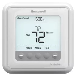 Click here to see Honeywell TH6220U2000 Honeywell T6 Pro 2 Heat/1 Cool Heat Pump, 2 Heat/2 Cool Conventional Programmable Thermostat, White  - TH6220U2000