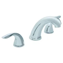 Click here to see Gerber G0043376 Gerber Viper Two-Handle Widespread Chrome Bathroom Faucet with Metal Touch Down Drain, 1.2 GPM, WaterSense, Lever Handle, Three-Holes - 43-376
