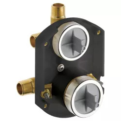 Click here to see Delta R22000-WS Delta R22000-WS MultiChoice Universal Shower Rough-In w/ Integrated Diverter Valve, Stops, Universal Inlets/Outlets