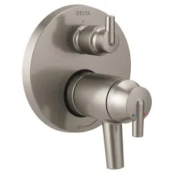 Click here to see Delta T27T859-SS Delta Contemporary TempAssure 17T Series Two-Handle Valve Trim w/ 3-Function Diverter, Lever Handles, Stainless Steel - T27T859-SS