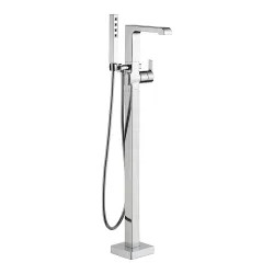 Click here to see Delta T4767-FL Delta Ara Single-Handle Freestanding Tub Filler Trim with 1.75 GPM Single-Setting Hand Shower, H2Okinetic, Lever Handles, Chrome - T4767-FL