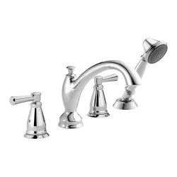 Click here to see Delta T4793 Delta Linden Two-Handle Roman Tub Faucet Trim with 1.75 GPM Single-Setting Hand Shower, Arc Spout, Lever Handles, Chrome - T4793