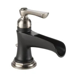 Click here to see Brizo 65061LF-NKBL-ECO Brizo Rook Single-Handle Luxe Nickel/Matte Black Bathroom Faucet with Metal Pop-Up, 1.2 GPM, Channel Spout, Single-Hole, WaterSense - 65061LF-NKBL-ECO