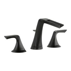 Click here to see Brizo 65351LF-BL-ECO Brizo Sotria Two-Handle Widespread Matte Black Bathroom Faucet with Channel Spout, Three-Hole, Trim Only, 1.2 GPM, Less Drain - 65351LF-BL-ECO