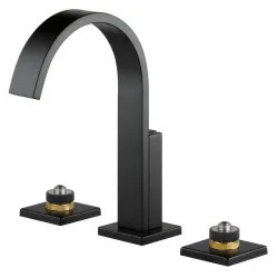 Click here to see Brizo 65380LF-BLLHP-ECO Brizo Siderna Two-Handle Widespread Matte Black Bathroom Faucet with Metal Pop-Up, 1.2 GPM, Three-Hole, Less Handles - 65380LF-BLLHP-ECO