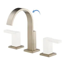Click here to see Brizo 65380LF-BNLHP-ECO Brizo Siderna Two-Handle Widespread Brilliance Brushed Nickel Bathroom Faucet with Metal Pop-Up, 1.2 GPM, Three-Hole, Less Handles - 65380LF-BNLHP-ECO
