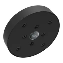 Click here to see Delta RP70175-BL15 Delta Ara Single-Function 5in Round Matte Black Raincan Shower Head with H2Okinetic PowerDrench Spray, 1.5 GPM, WaterSense - RP70175-BL15