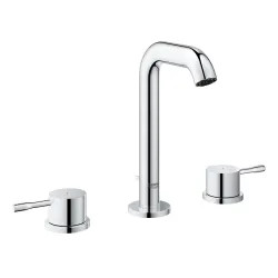 Click here to see Grohe 2029700A Grohe Essence M-Size Two-Handle Widespread StarLight Chrome Bathroom Faucet, 1.2 GPM, WaterSense, Lever Handles, Three-Holes - 2029700A