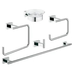 Click here to see Grohe 40758001 Grohe 40758001 Cube Master Bathroom Accessories Set, Starlight Chrome