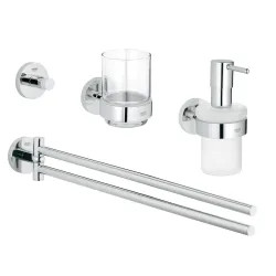 Click here to see Grohe 40846001 Grohe 40846001  Essentials Master Bathroom Accessories Set 4-in-1, Starlight Chrome 