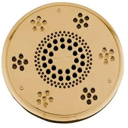 Click here to see Thermasol SLSRT-PB Thermasol Traditional Style Serenity Light and Sound Rain Head, 2.0 GPM, Round, 6061 Billet Aluminum, Polished Brass - SLSRT-PB