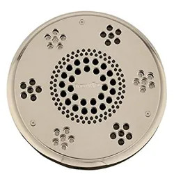 Click here to see Thermasol SLSRT-PN Thermasol Traditional Style Serenity Light and Sound Rain Head, 2.0 GPM, Round, 6061 Billet Aluminum, Polished Nickel - SLSRT-PN