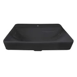 Click here to see Kohler 2660-1-7 KOHLER K-2660-1-7 Vox Rectangle Vessel Above-Counter Bathroom Sink with Single Faucet Hole, Black