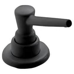 Click here to see Delta RP1001BL Delta 13oz Contemporary Soap and Lotion Dispenser, Round, Matte Black - RP1001BL