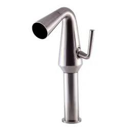 Click here to see Alfi AB1792-BN ALFI Tall Cone Waterfall Bathroom Faucet, with Single Lever Handle, Hot and Cold, Deck Mounted, Brushed Nickel - AB1792-BN