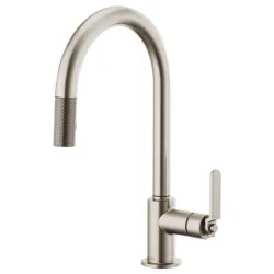 Click here to see Brizo 63044LF-SS Brizo Litze Brilliance Stainless Pull-Down Kitchen Faucet with Arc Spout and Industrial Handle, Euro-Motion Ceramic Cartridge, 1.8 GPM - 63044LF-SS