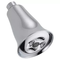 Click here to see Delta RP46384 Delta H2Okinetic Technology 1.5 GPM Single-Spray Setting Showerhead with Touch-Clean, Full Spray Function, 3-1/4in Diameter, Chrome- RP46384