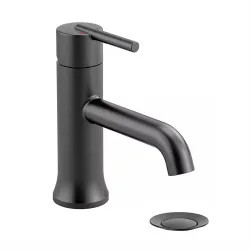 Click here to see Delta 559LF-BLMPU Delta Trinsic Tube Spout Matte Black Lavatory Faucet with Escutcheon, Metal Pop-Up, 1.2 GPM, Single-Handle, Lever Handle - 559LF-BLMPU
